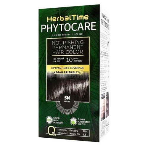 Herbal Time Phytocare permanentní barva na vlasy natural Vegan 5N kakao 130 ml