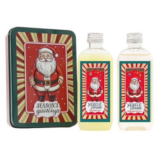 Vánoční dárková sada v plechovém boxu - 2x sprchový gel 100 ml santa